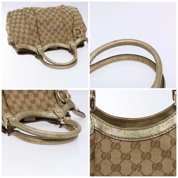 GUCCI GG Canvas Hand Bag Beige Gold 211944 Auth 135993 - Picture 16 of 16